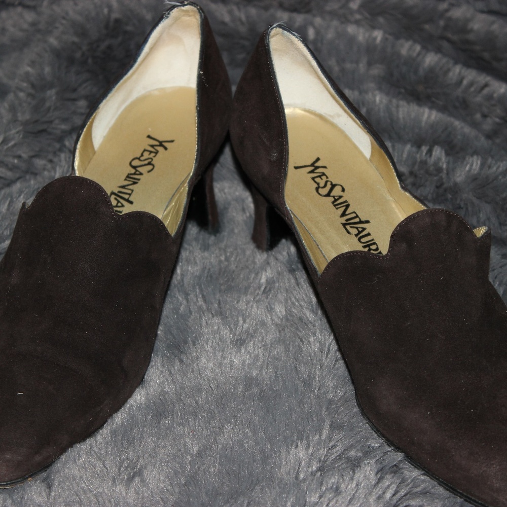 Yves Saint Laurent Brown Suede Heels